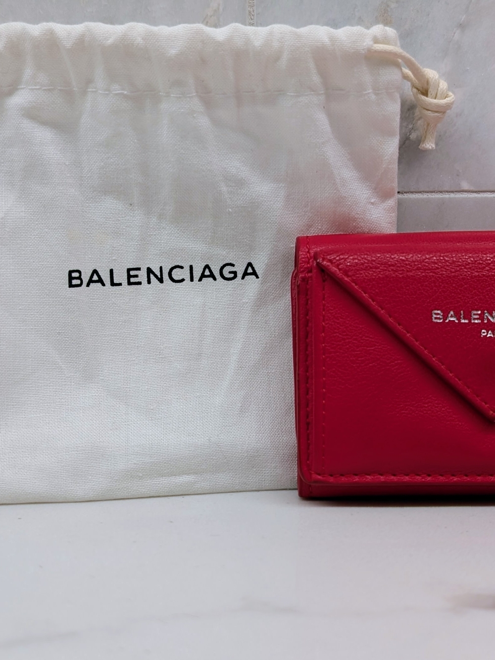 Balenciaga Red Leather Mini Envelope Wallet - Picture 8 of 8